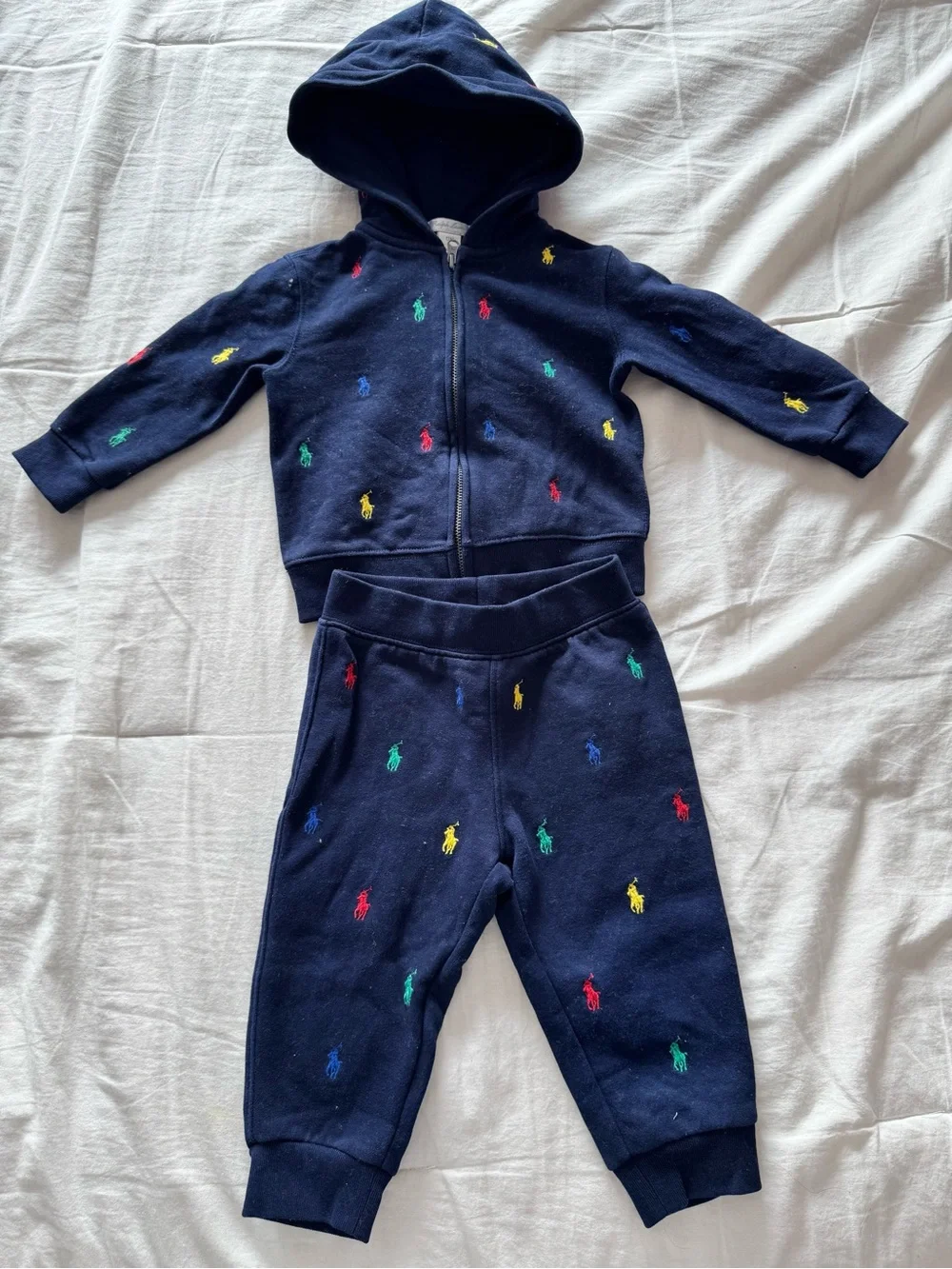 Baby Ralph Lauren Navy Embroidered Polo Bear Hoodie & Joggers Set